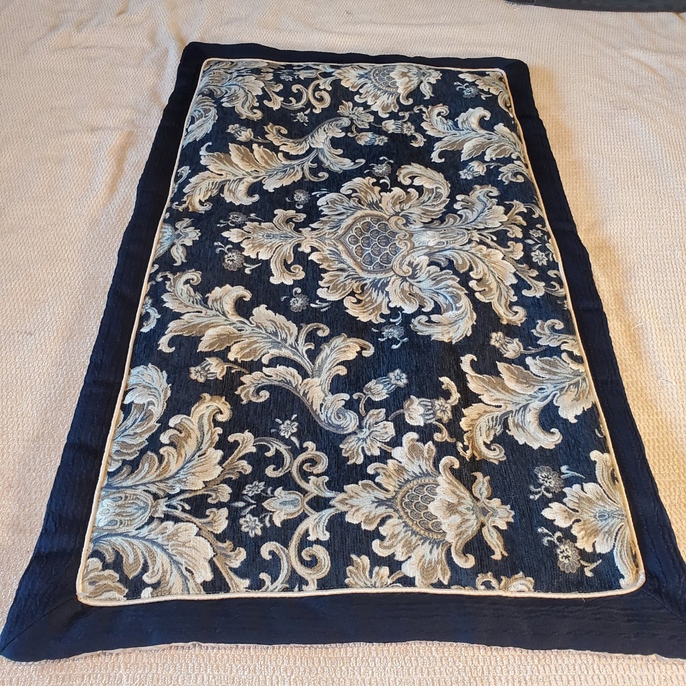 Croscill Imperial Blue Damask Jacquard Tapestry Body Pillow Sham 37x21 Navy Gold